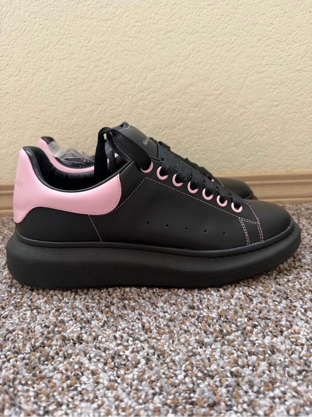 Alexander McQueen Black with Pink Heel Oversized Sneaker